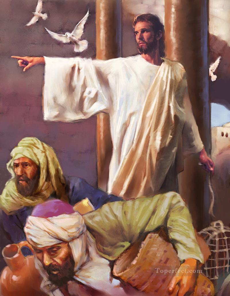 Jésus et pigeon Religieuse Christianisme Peintures à l'huile